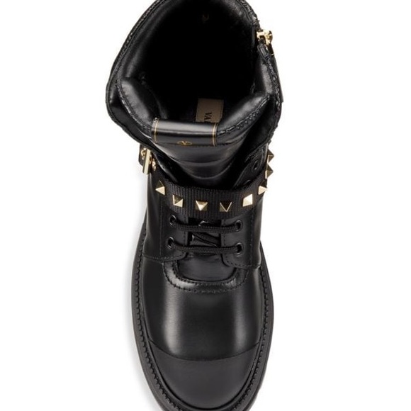 VALENTINO GARAVANI Rockstud Leather Combat Boots 39.5 Brand new in box - Picture 6 of 8